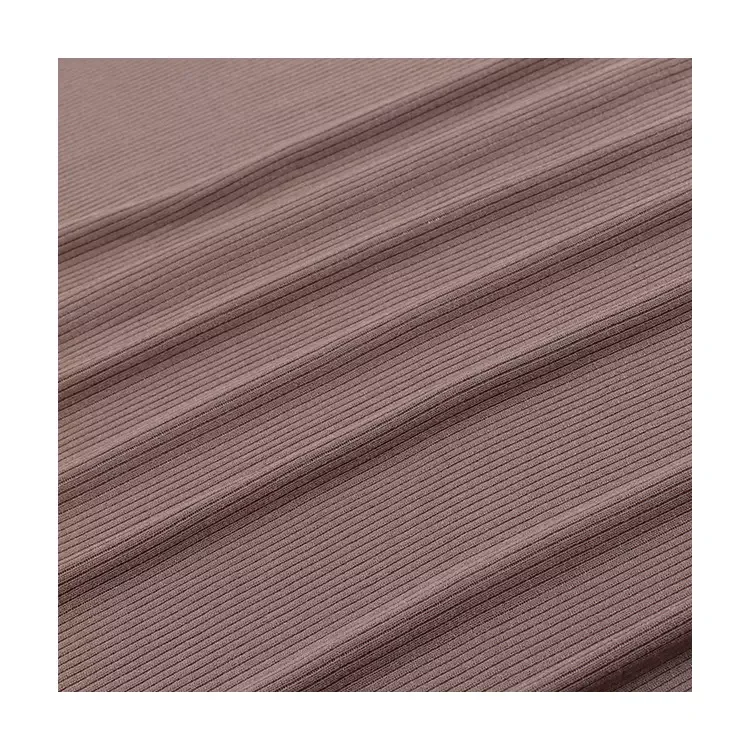 

220Gsm 95% Rayon 5%Spandex Thread Knitted Stripe Fabric 2*2 Rib Stripe Fabric Plain Dyed Rib Fabric