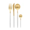 New Design Fashion white and gold cutlery stone washed flatware silverware steel rainbow set For Hotel Restaurant