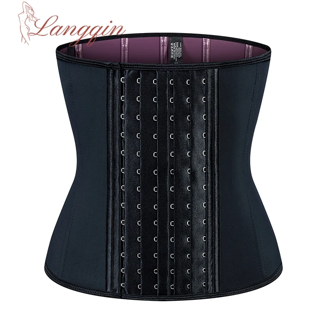 

2021 wholesale Private Label 9 Steel Bone 6 Row Hooks Sauna Belt Women Waist Trainer shaper body shaping belt, Black