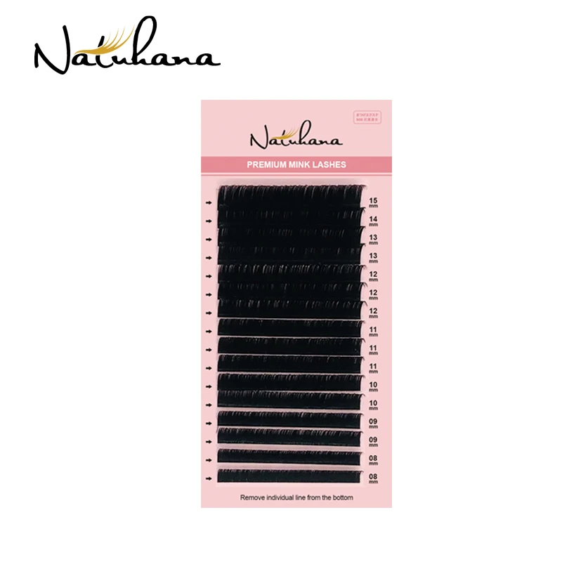 

NATUHANA Wholesale Factory Price Lash Extension Tray Individual Eyelash Extension Premium Bulk Korean Mixed Eyelash Extension, Matte black