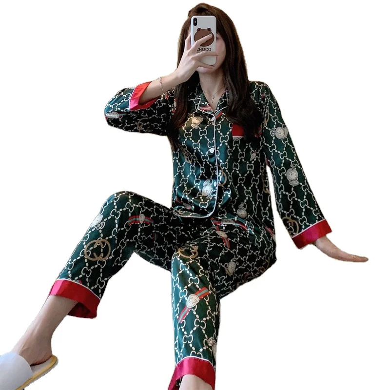 

Adult Custom Summer Luxury Two Piece Plus Size Satin Silk christmas pajama