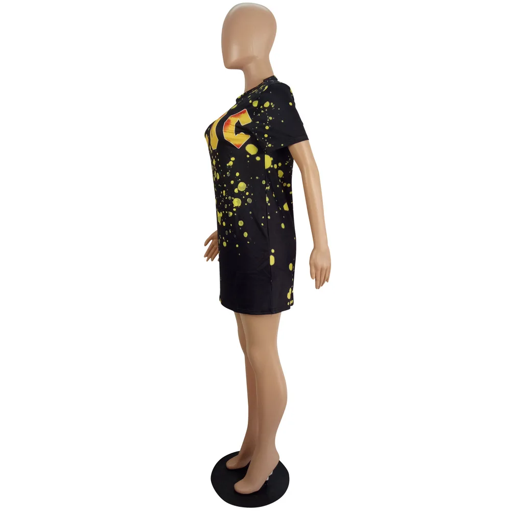

New Style Girls Letter printed short sleeve streetwear Plus Size t shirt women dress, Picture color