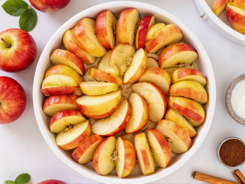 Fresh apples and spices arranged for homemade pie filling