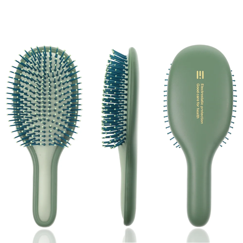 

New Arrived Extended Cushion Paddle Hair Care Brush Personalize Logo Professional Printed Hairbrush Green Airbag Hair Brush, Customized color