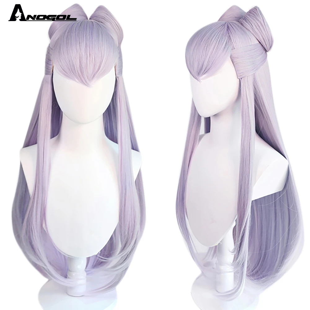 

Anool wig KDA Baddest Evelynn Cosplay Wigs LOL KDA Cosplay Long Purple Wigs with Buns Heat Resistant Synthetic Hair Game Cosplay