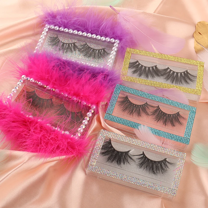 

3d Mink Eyelashes With Eyelash Packaging Box 25mm Mink Fur Eyelash Vendor, Natural black