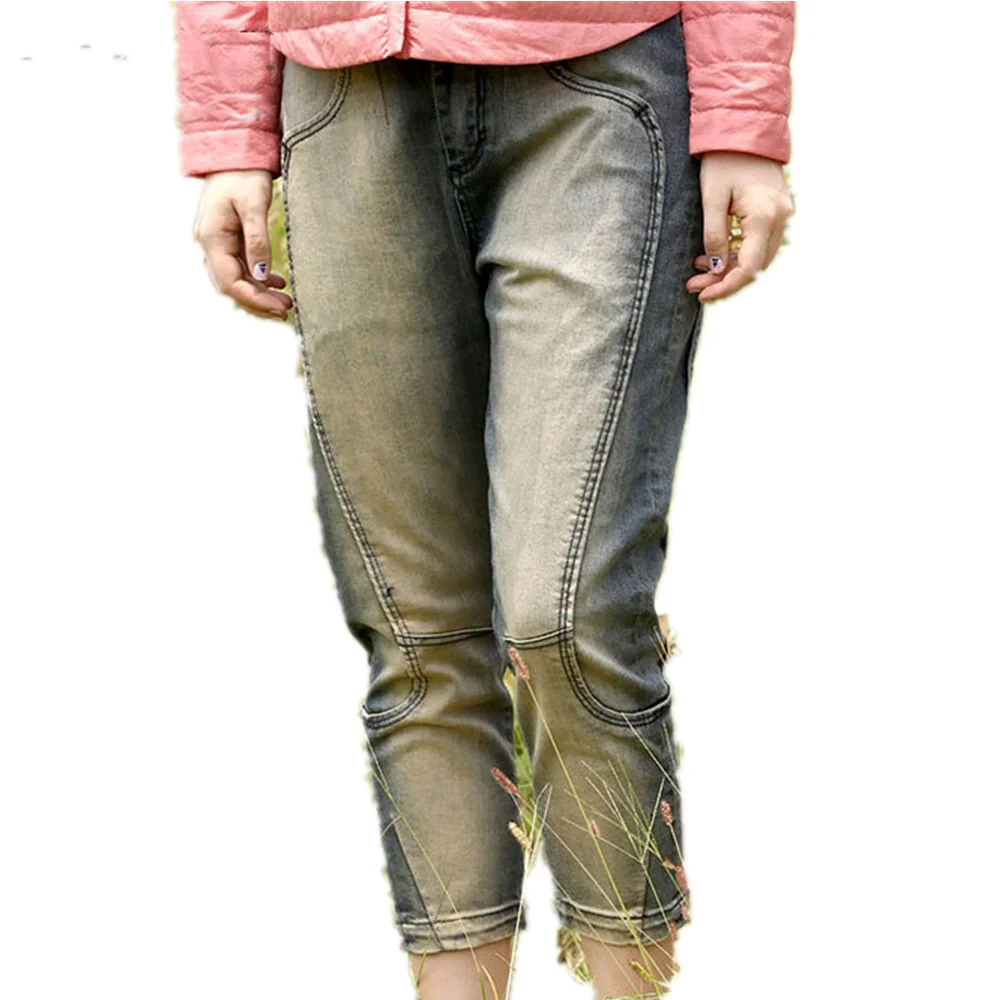 

New Technology Women Stretch Denim Pants With Crotch Zipper Woman, Blue
