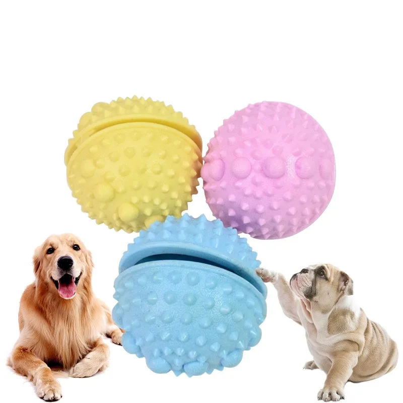 

Pet Toy Factory Direct Sale Macaron Rubber TPR Bite Resistant Molar with Puncture and Leaking Ball for Dogs, Customized color