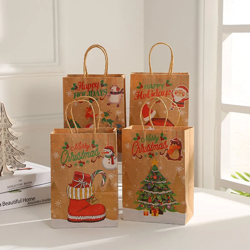 

Christmas Santa Claus Paper Bag Kraft Paper Shopping Bag for New Year Gift Packaging Bag