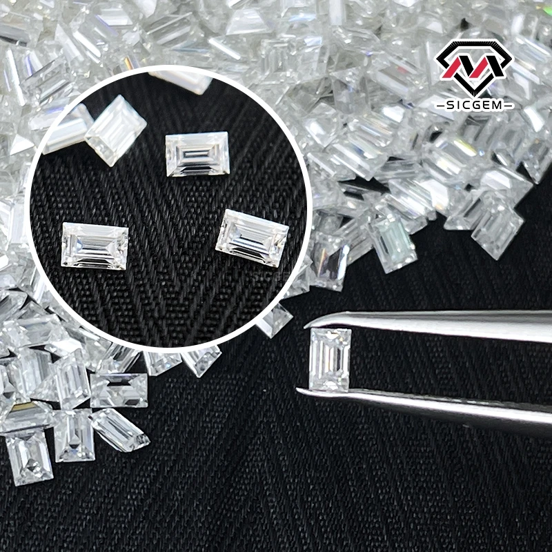 Wholesale D Color VVS Baguette Cut Lab Grown Synthetic Loose Moissanite for Jewelry Making.