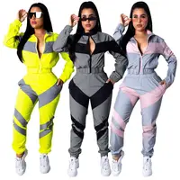

2019 Two Piece Set Women Sportswear Patchwork 2 Piece Tracksuit Set Women Clothing