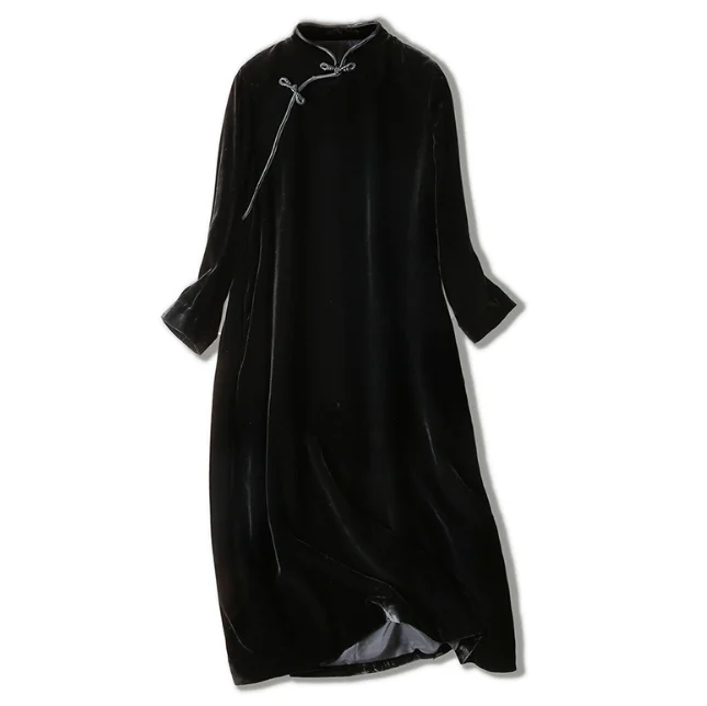 
China New Design Woman Fashion Velvet Cheongsam 