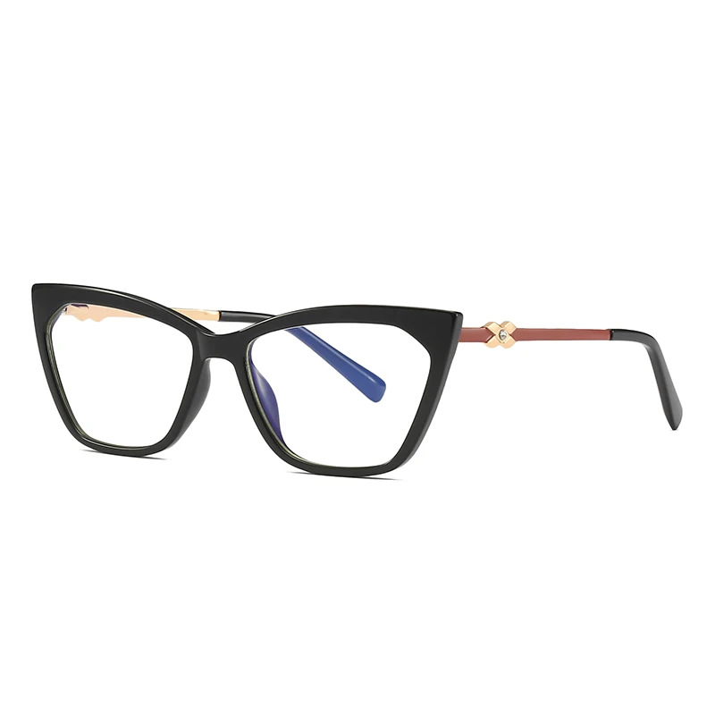 

New design Anti Blue Light Ray Eyeglasses Fashion Spectacles Eyewear Cat Eye Glasses Metal Optical Frame Women Glasses Frame