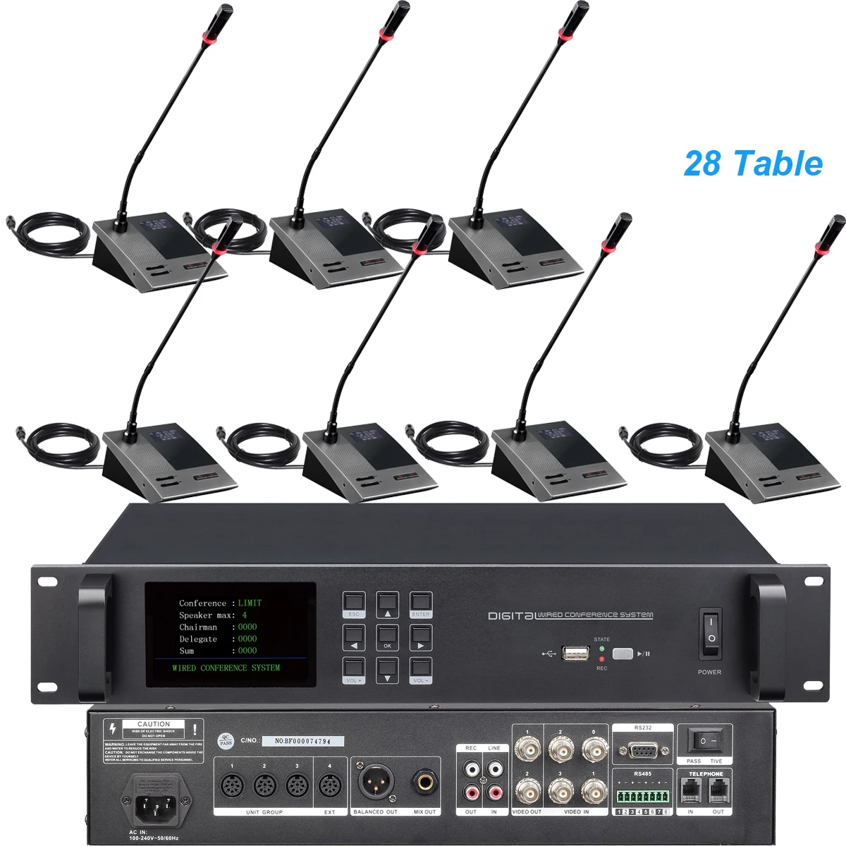 

Digital Meeting Room 28 Gooseneck Video Conference Microphone System 28 Desktop Built-in Speaker President Delegate