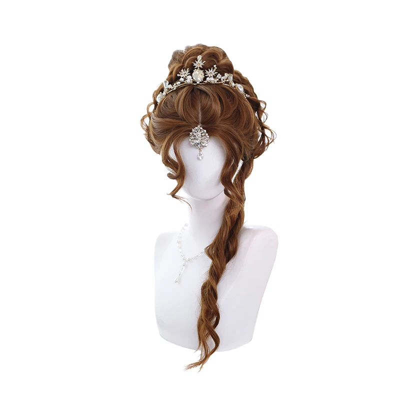 

Synthetic Long Curly Hair Wig Rose Net Face repair temples Japanese Natural Sweet Cute Lolita Cosplay Party Wig, Pic showed