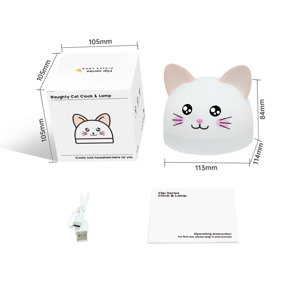 

Best Seller 2021 Kids Desk Digital Clock Children Cat Baby Night Light & Wake-up Alarm Clock For Bedroom