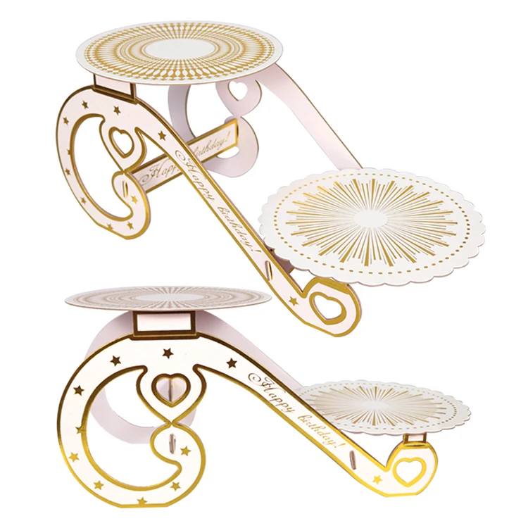 

Hot Sale New Valentine's Day Wedding Cake Stand Gold Foil Paper Cake Stand Cake Tools