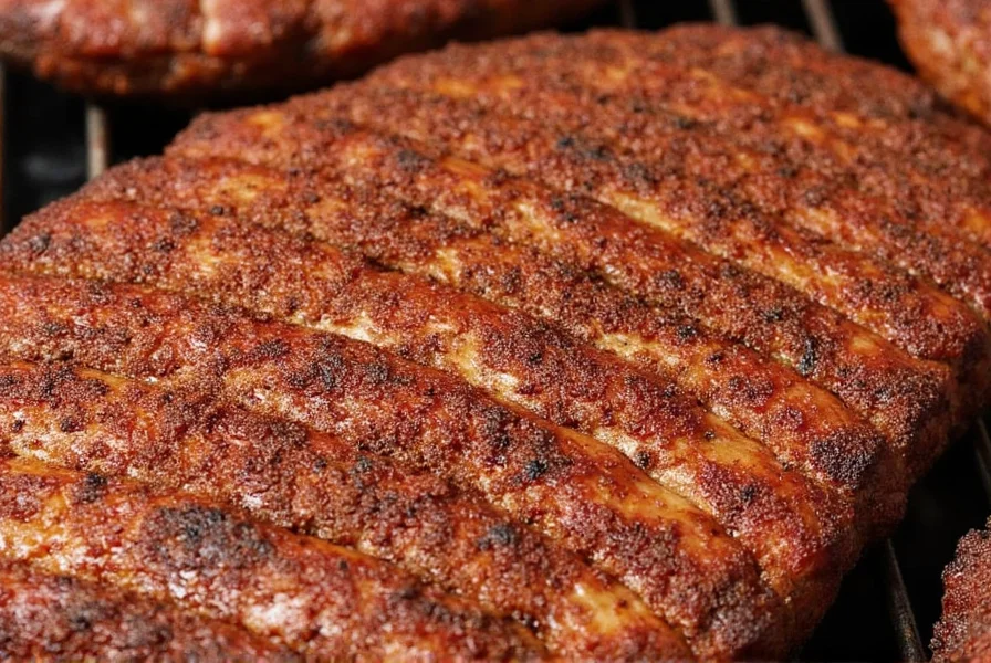 Finished grilled ribs served on platter