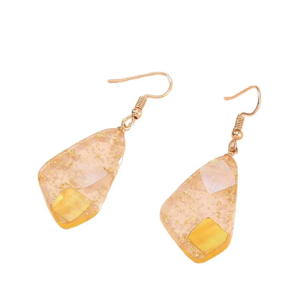 

Jachon resin asymmetric transparent resin jelly earrings female personality versatile star earrings, As picture