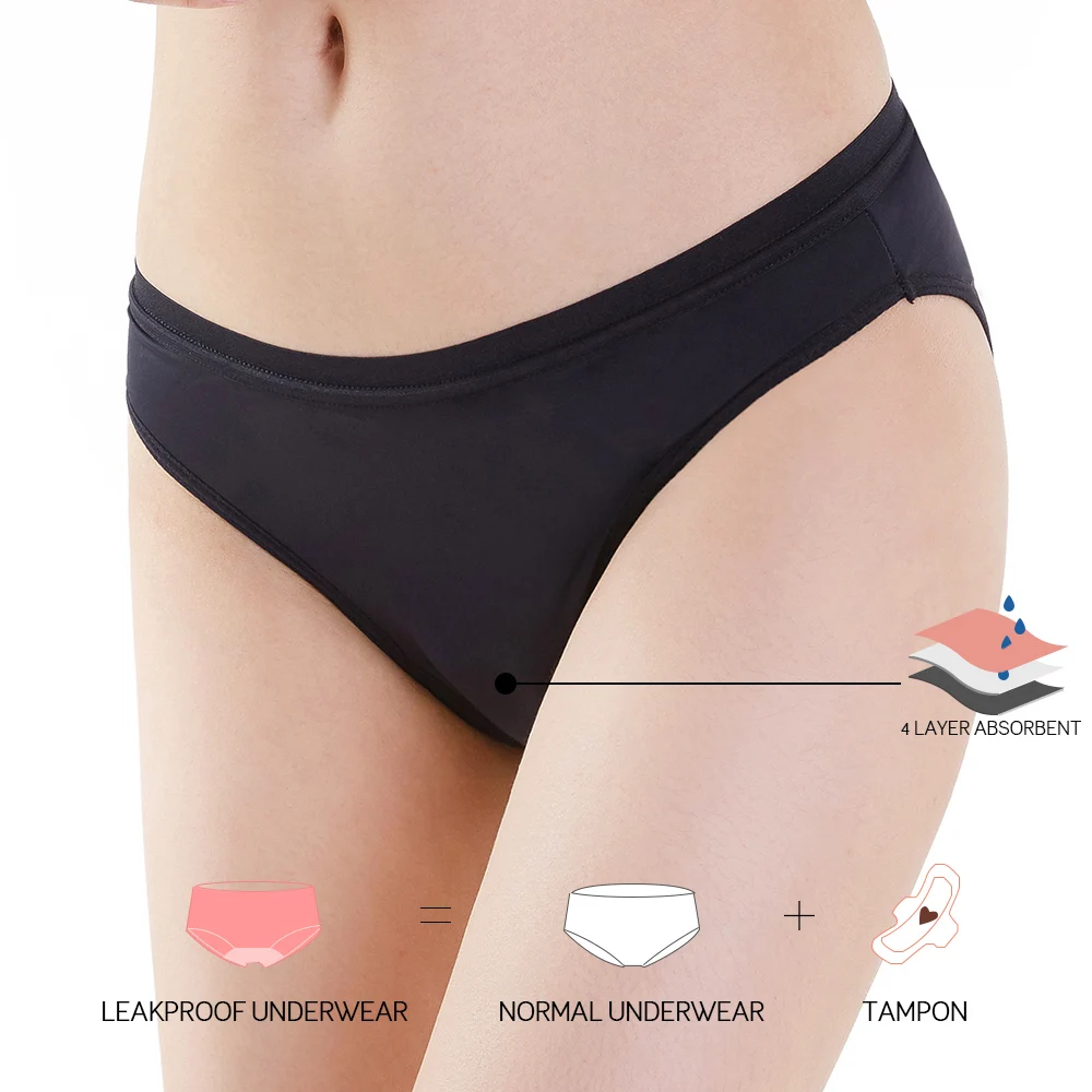

Lynmiss Reusable 4 Layer Incontinence Underwear Ladies Bamboo Bragas Leak Proof Menstrual Period Panties