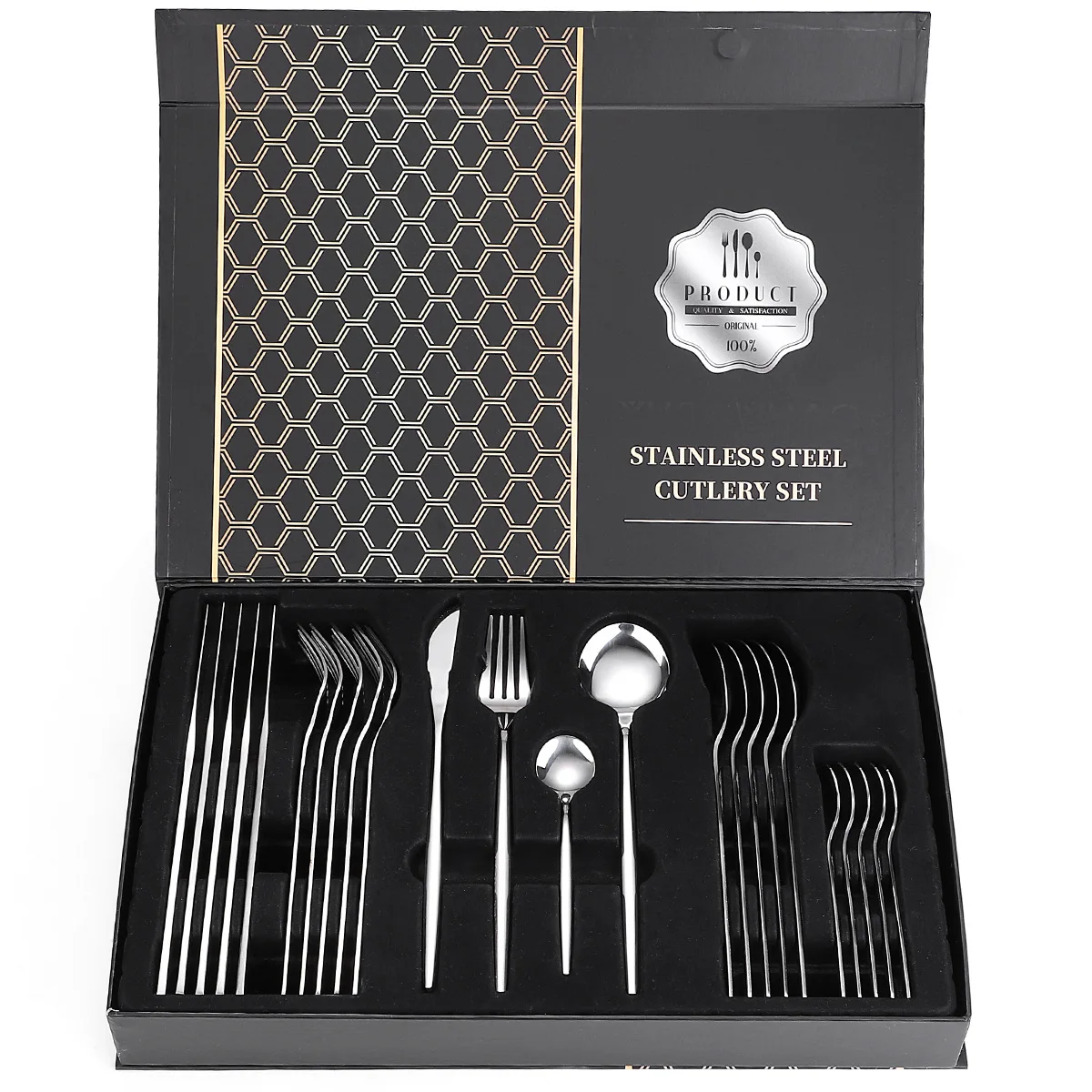 

24 PCS Home Kitchen Gift Box Stainless Steel Cutlery Set, 5 colors