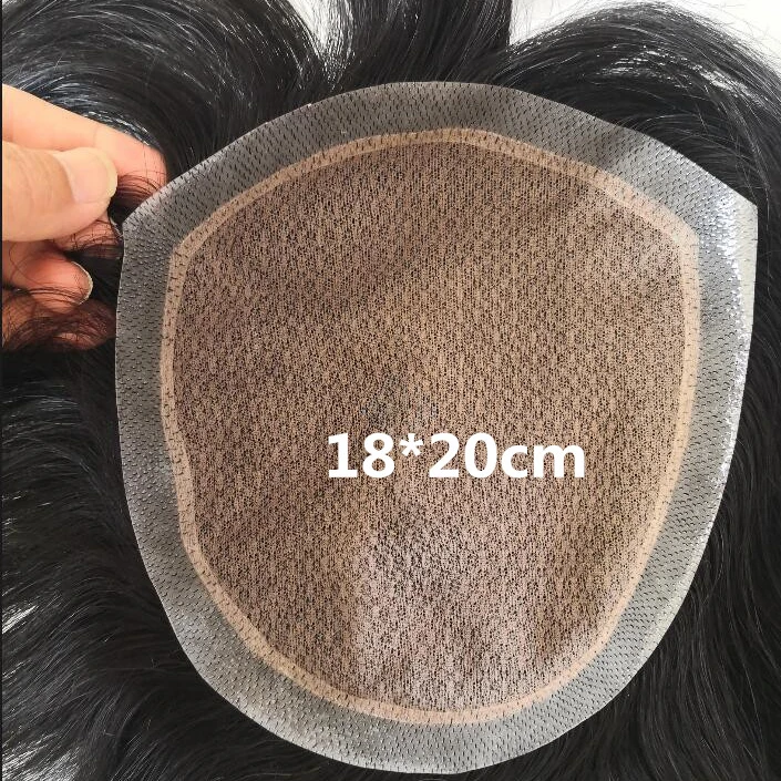 

Top quality #60 net with PU around sidet bionic membrane straight human hair toppers/toupee for men