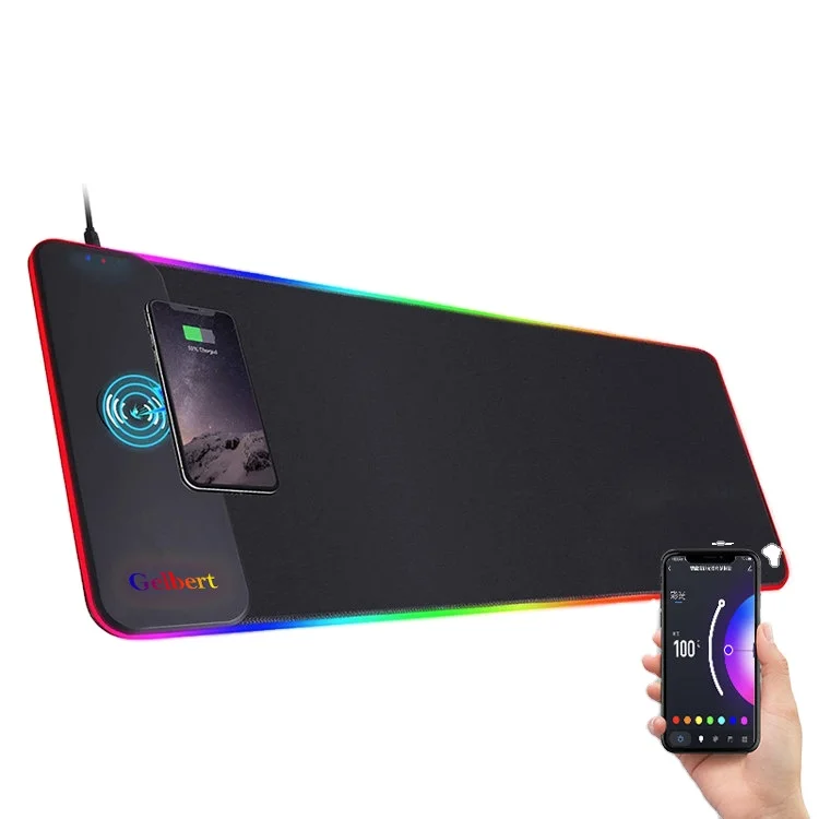 

Wireless Charging Mouse Pad Oversized RGB Luminous Gamer Desk Mat Non-slip Glowing Gaming Mousepad With LED Smart Music Light