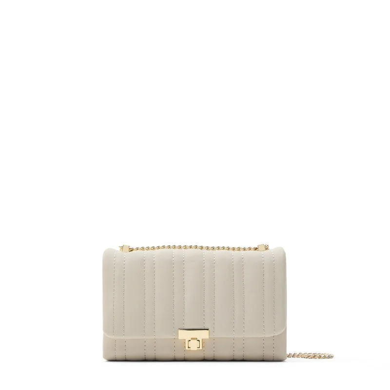 

Women's Bag Light Beige Quilted Mini Cross-body Bag Chain Small Square