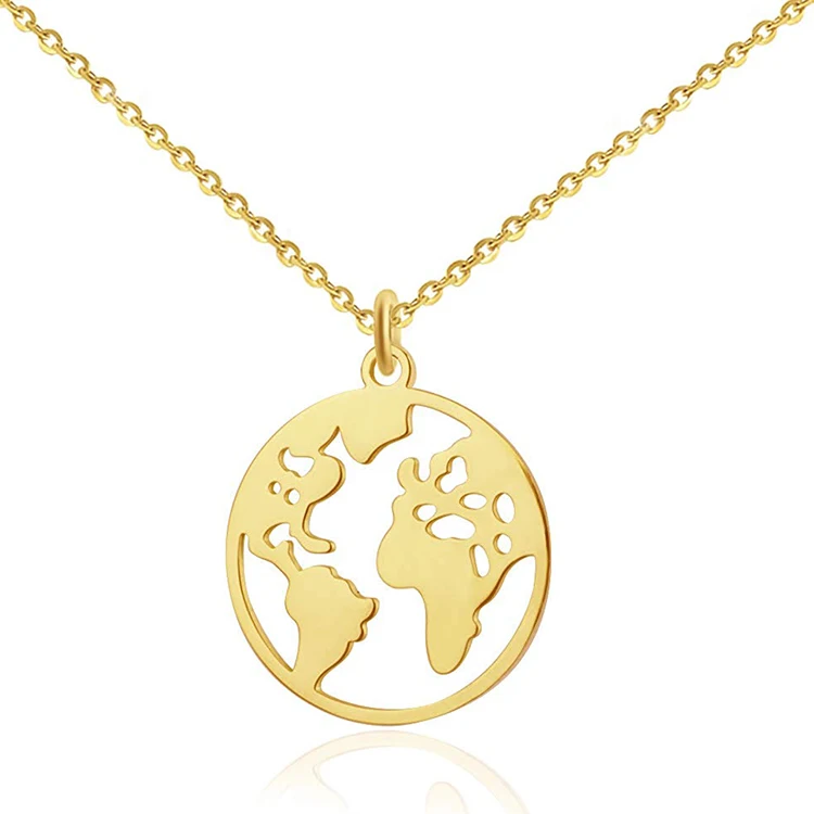 

Travelling Gift Jewelry Round Hollow Globe World Map Pendant Necklaces