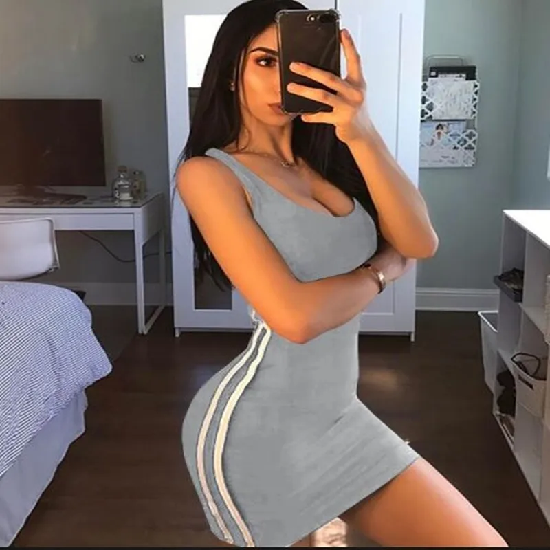

Sun Dresses 2021 Women Bodycon Bandage Mini Bodycon Dress Women Summer Casual Solid Basic Bandage Bodycon Dresses, Red, yellow, purple, blue, gray, black