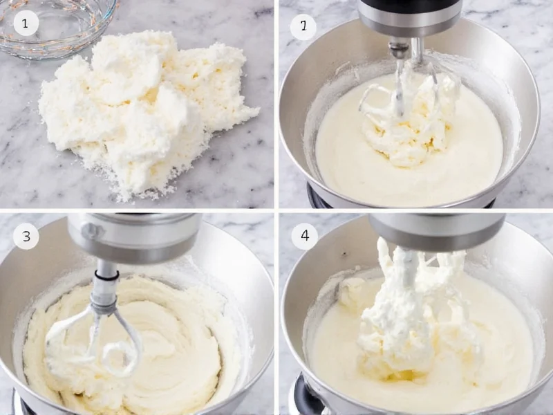 Step-by-step whipped cream preparation stages