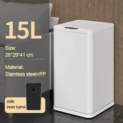 

Touch free auto sealing garbage bin double-layer design smart chip large capacity electric garbage bin stainless steel home