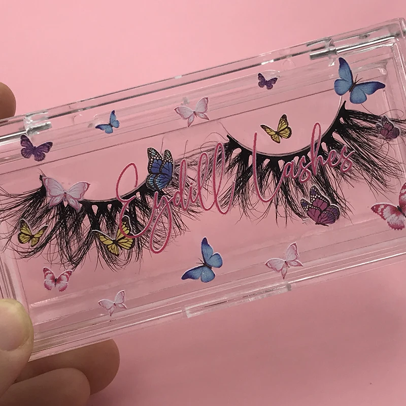 

Empty Mink Eyelashes Butterflies Lashbox Packaging Box Holographic Glitter Butterfly Lashbox, All color can be provide