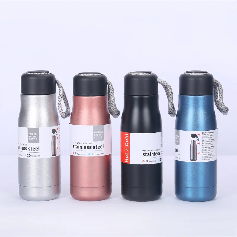 

Factory direct supply 304 stainless steel knight vacuum flask with rope on-board outdoor ready-to-hand cup custom printed logo, Customized color