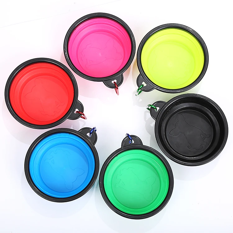 

OEM/ODM Collapsible Pet Cat Dog Feeding Bowl Silicone Portable Foldable Water Bowls With Carabiner Clip For Travel