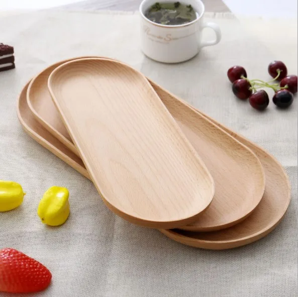 

Wood Round Serving Tray Fruit Dessert Cake Snack Candy Salad Wood Serving Plate, Natural