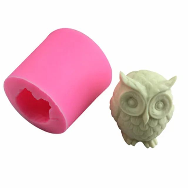 

Y156 cute silicone 3d owl candle mold for candle making lotion bar, Random