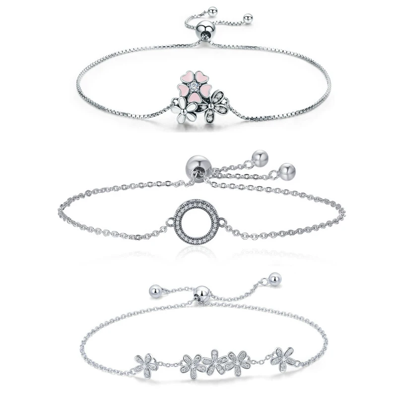 

New Arrival High Quality Beautiful Flower 925 Sterling Silver Bracelet Jewelry