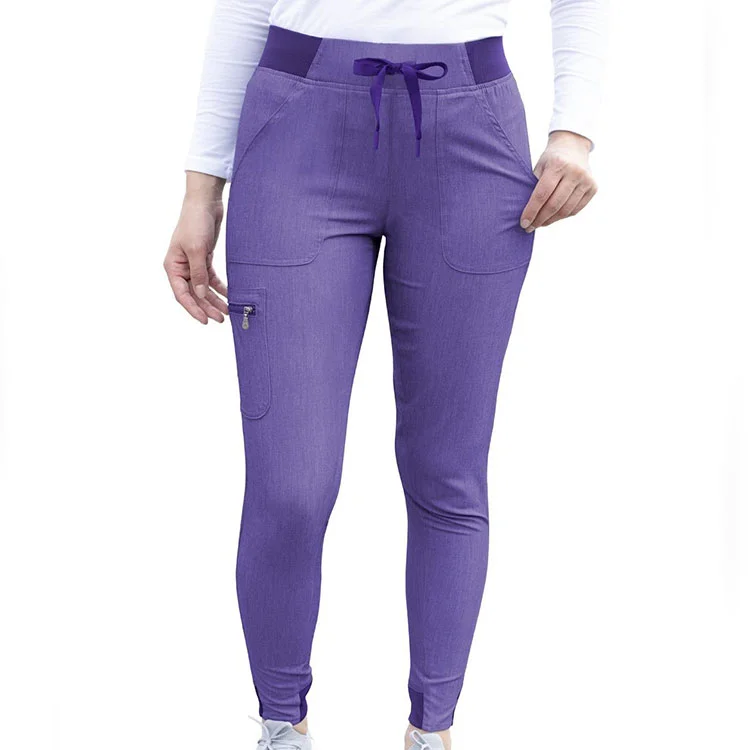 

New polyester strech scrubs uniform scrubs pants with zippers medic uniforms, Custom color