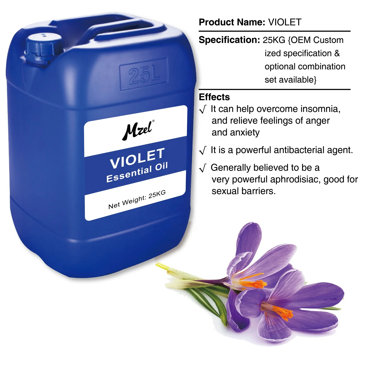 

Mzel Wholesale Price OEM 100% Pure Natural Organic Violet Fragrance Essential Oil Bulk Suppliers