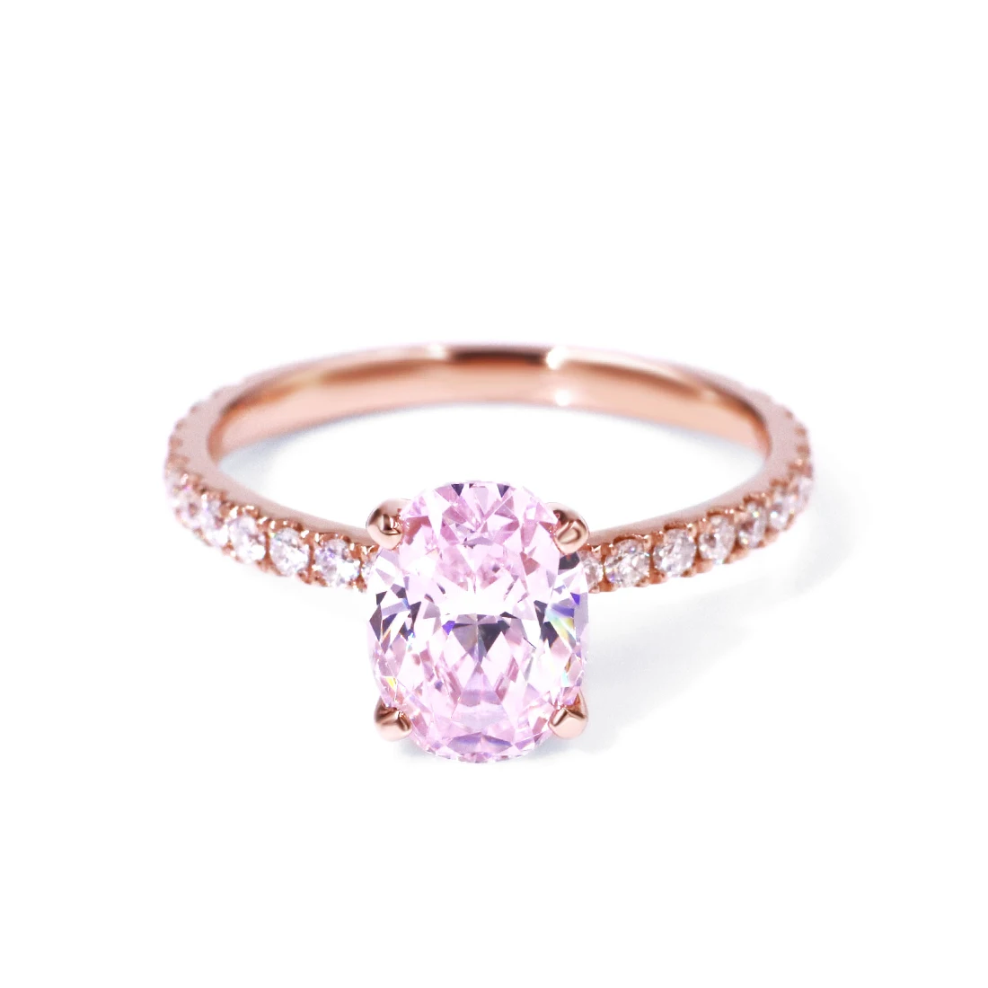 

Tianyu gems 6.5x8.8mm oval cut pink cubic zirconia 14k white gold solid gold ring cz gemstone wedding engagement ring