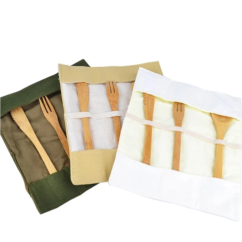 

Old Carpenter Free Logo Wood And Bamboo Reusable Eco Friendly Travel Cutlery Set With Customized Packing Bag, Natural bamboo or wood color