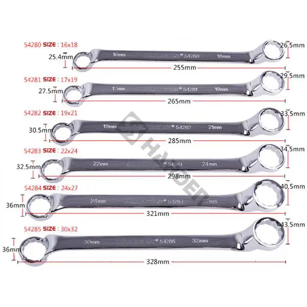 Professional Commercial Electric Hand Tools 6 Point Cr-v Ring Spanner Set