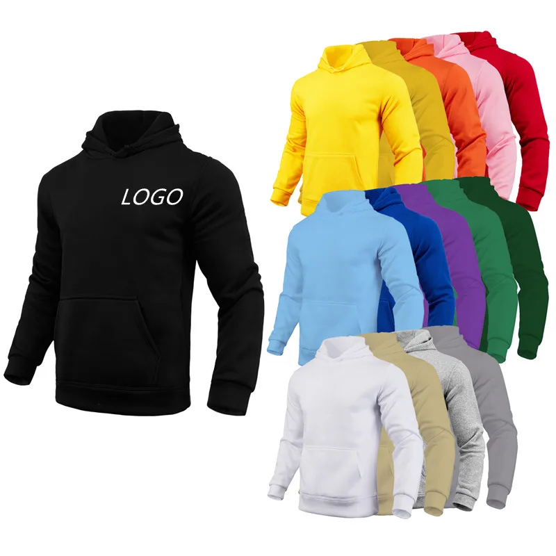 US size Custom Logo Oversized Sweatshirts Pullover Blank Plain Hoodies 250g 65%cotton 35%polyester Custom Plus Size Men Hoodies