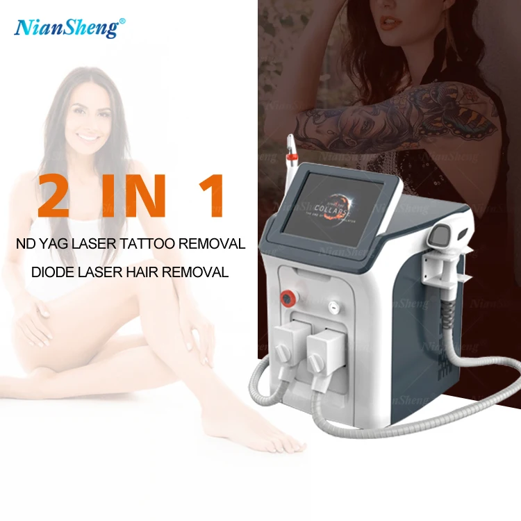 

2023 newest design 2 in 1 diode laser hair removal laser nd yag laser tattoo removal hair removal machine