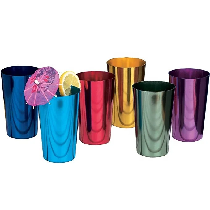 

16oz ALUMINUM TUMBLERS Retro Jewel Aluminum Colored Tumblers Cups Set of 6, Multi color Alum-oxidized tumblers, 6 colors