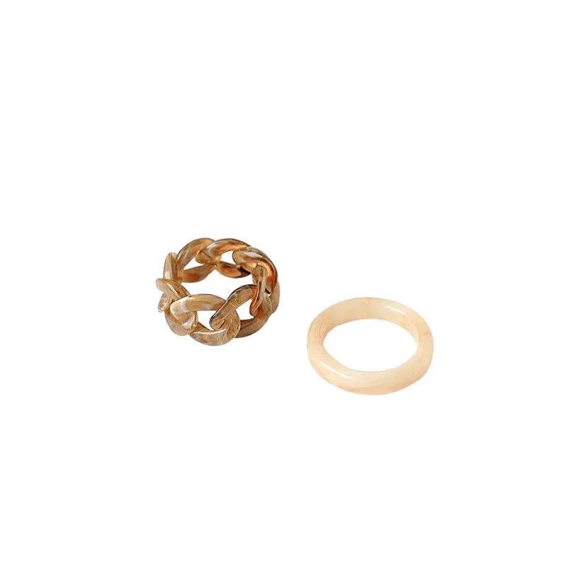 

Fashion 2pcs set resin link chain ring, As pic