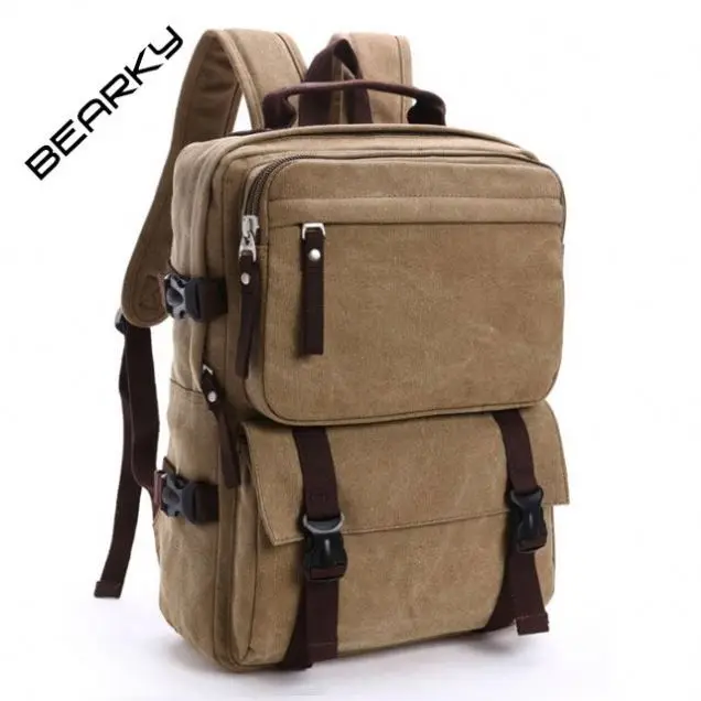 

bearky direct factory oem custom new black khaki canvas rucksack backpack, As picture/customize colors