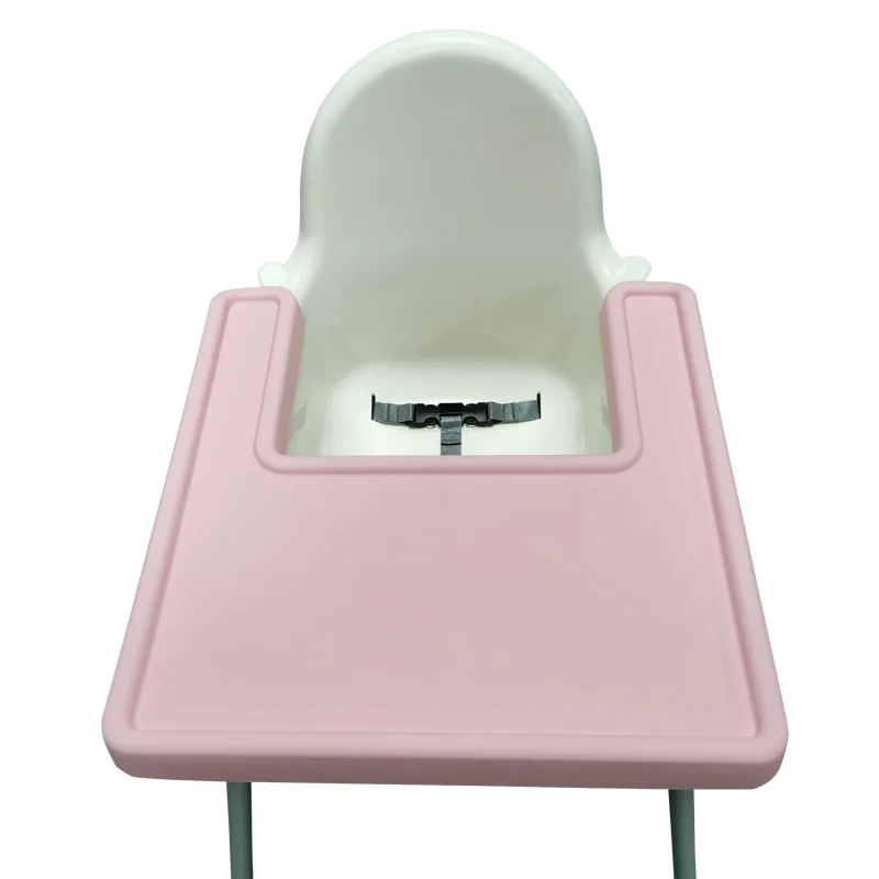 

Customized Logo and Color Baby Dining Placemat Full Cover Baby Silicone High Chair Tray Mat, Light blue, pink, light green,gray,brown,black, or customized colors
