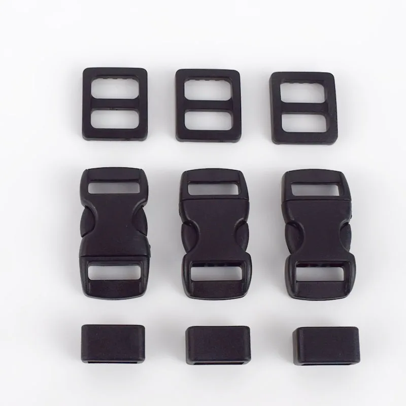 

MeeTee BF426  Plastic Side Release Buckle DIY Pet Collar Bell Adjustable Buckle Clasp Toys Doll Belt Buckles Parts Accessory, Black